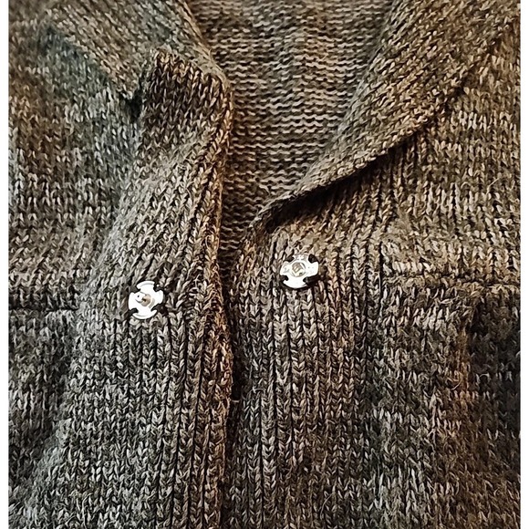 Kenji Peplum Cardigan Classic Feminine Gray‎ Heather Button Tab Sweater Womens L - Picture 5 of 13